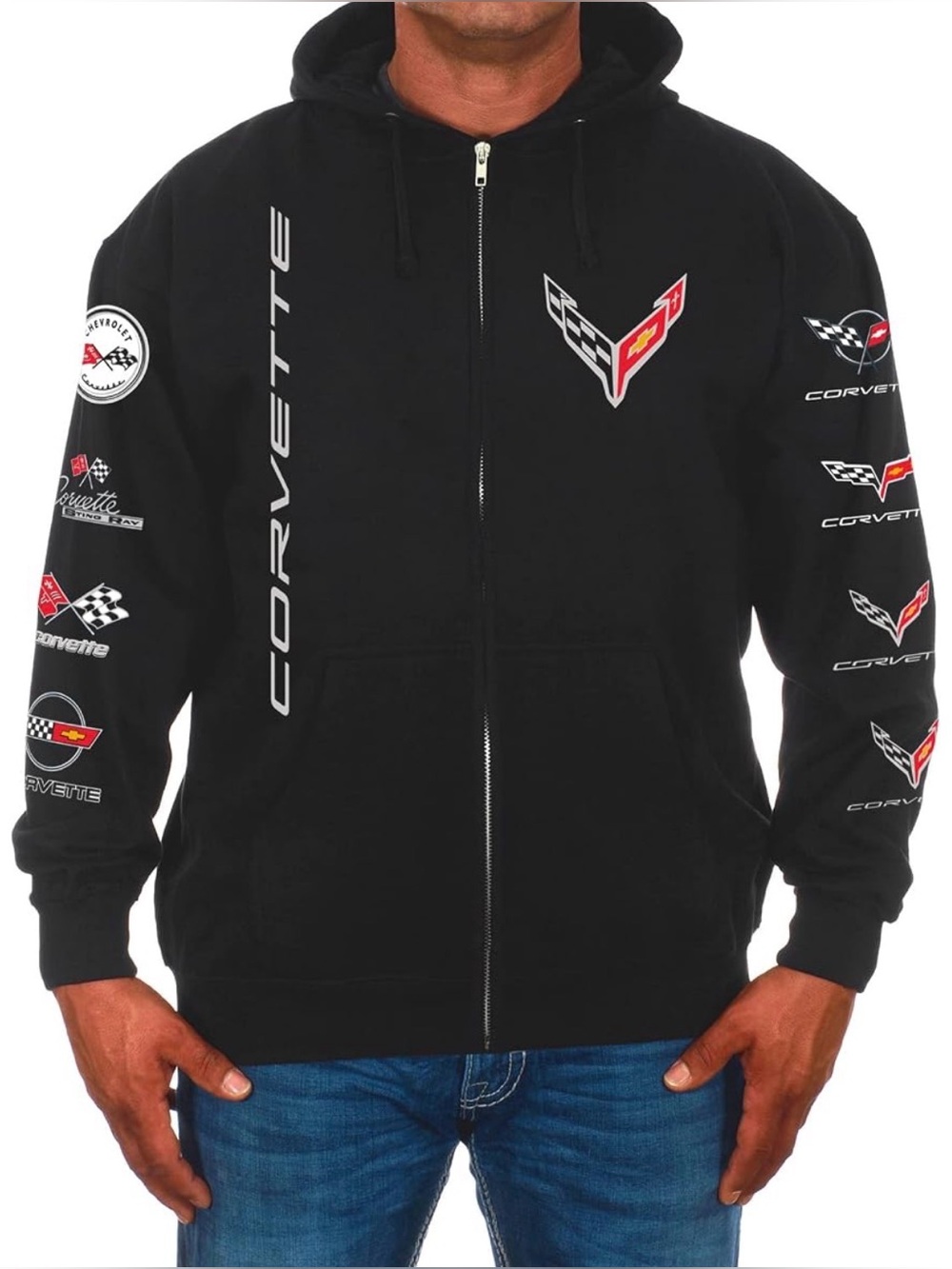 GM Corvette Black Zip-Up Hoodie